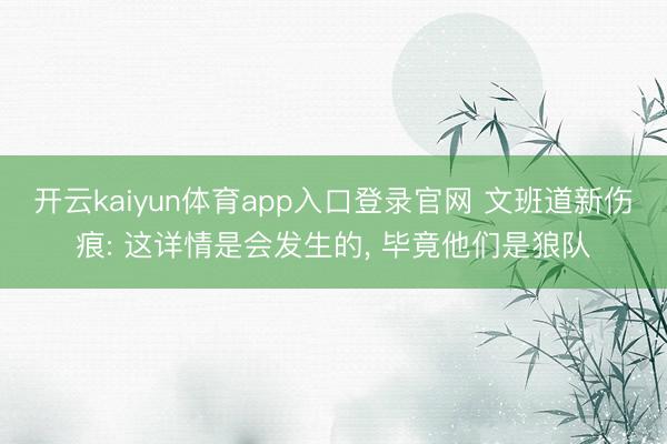开云kaiyun体育app入口登录官网 文班道新伤痕: 这详情是会发生的， 毕竟他们是狼队