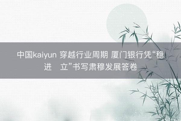 中国kaiyun 穿越行业周期 厦门银行凭“稳・进・立”书写肃穆发展答卷