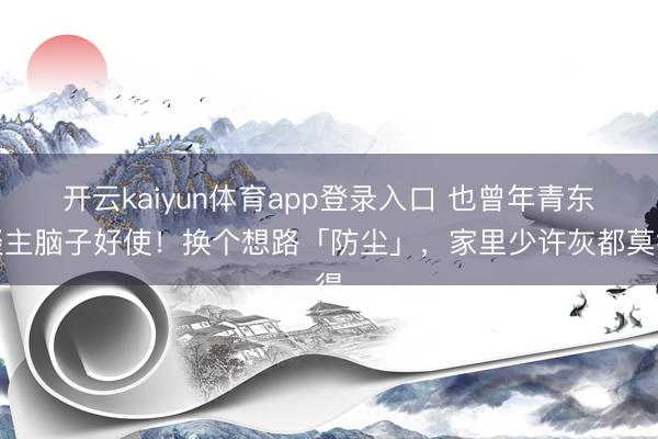 开云kaiyun体育app登录入口 也曾年青东谈主脑子好使！换个想路「防尘」，家里少许灰都莫得