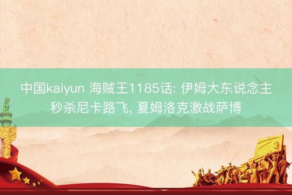 中国kaiyun 海贼王1185话: 伊姆大东说念主秒杀尼卡路飞， 夏姆洛克激战萨博