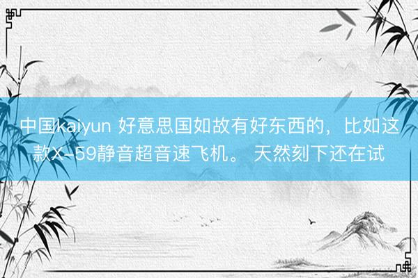 中国kaiyun 好意思国如故有好东西的，比如这款X-59静音超音速飞机。 天然刻下还在试