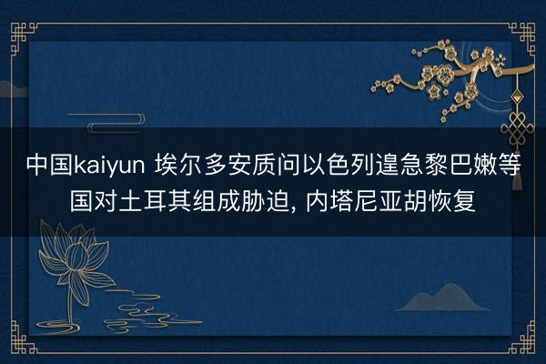 中国kaiyun 埃尔多安质问以色列遑急黎巴嫩等国对土耳其组成胁迫， 内塔尼亚胡恢复