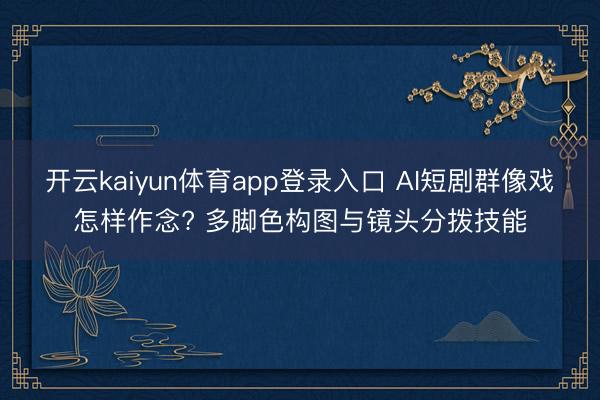 开云kaiyun体育app登录入口 AI短剧群像戏怎样作念? 多脚色构图与镜头分拨技能