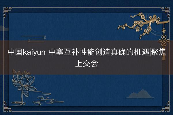 中国kaiyun 中塞互补性能创造真确的机遇|聚焦上交会