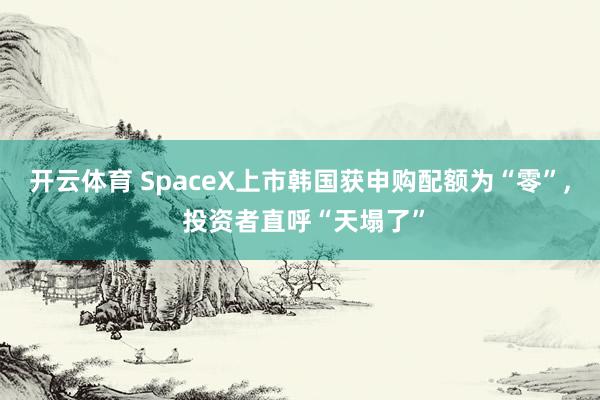 开云体育 SpaceX上市韩国获申购配额为“零”， 投资者直呼“天塌了”