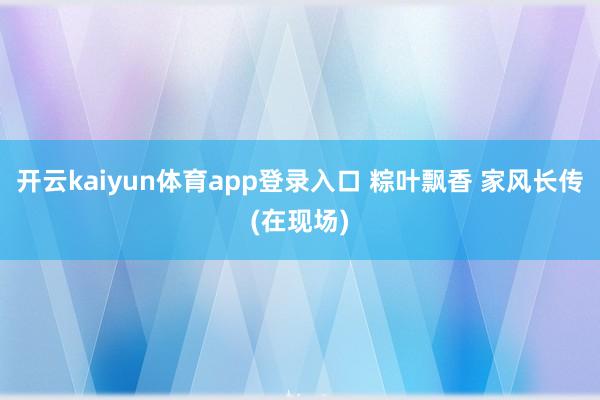 开云kaiyun体育app登录入口 粽叶飘香 家风长传(在现场)
